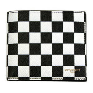 Givenchy Wallet Fold Billfold Checkered Leather Black White